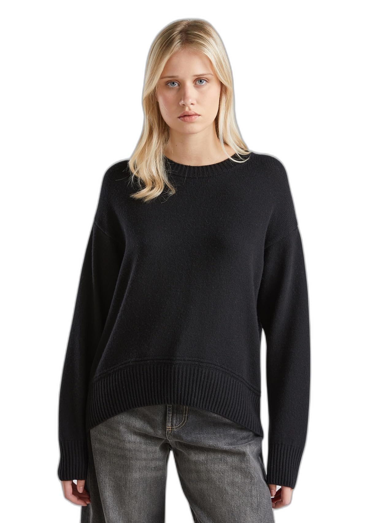 Benetton Maglieria 1244d10bc Maglione Boxy Donna Bianco