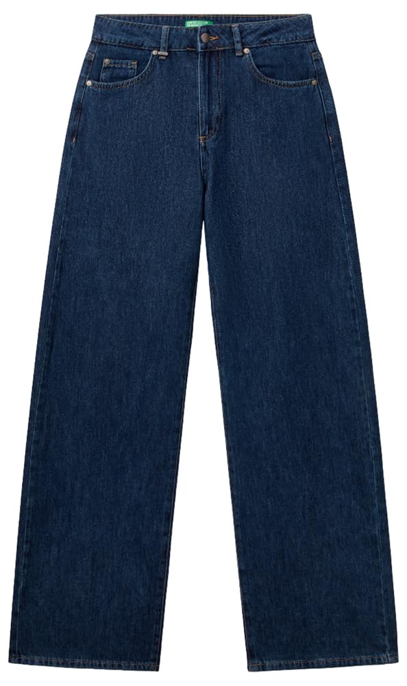 Benetton 43UNDE02B jeans donna blu wide fit cotone