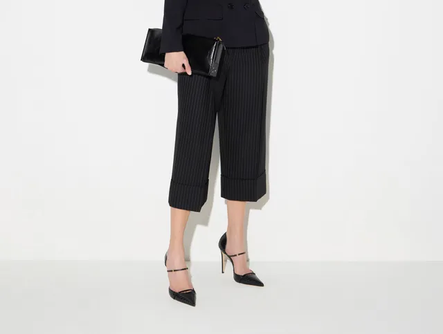 Elisabetta Franchi PA17866E2 Pantalone Gessato Dark Chocolate