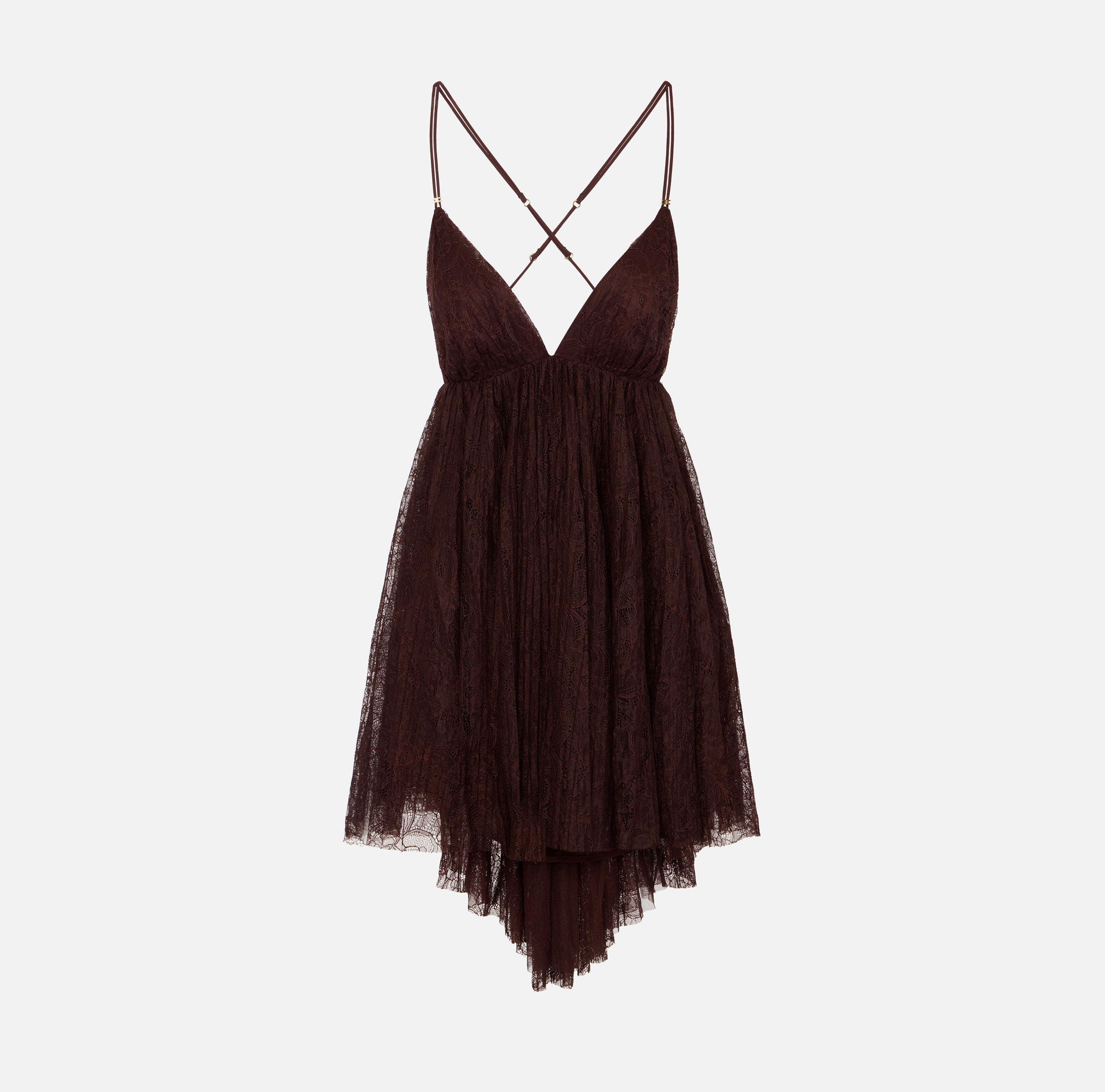 Elisabetta Franchi AB97062E2 Abito Pizzo Donna Cacao Corto