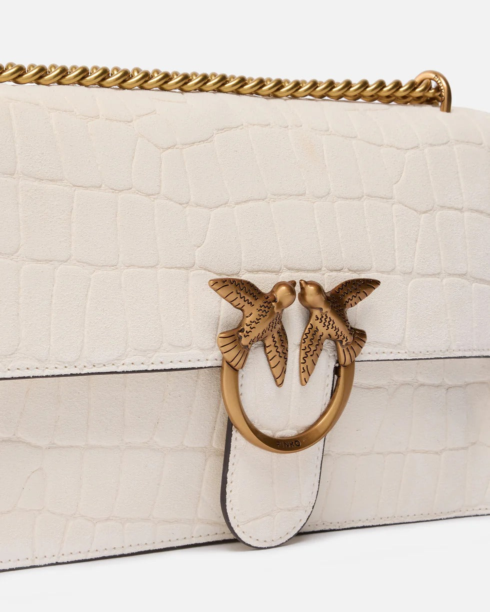 Pinko Love One Classic 100941 A2YW borsa bianco coccodrillo