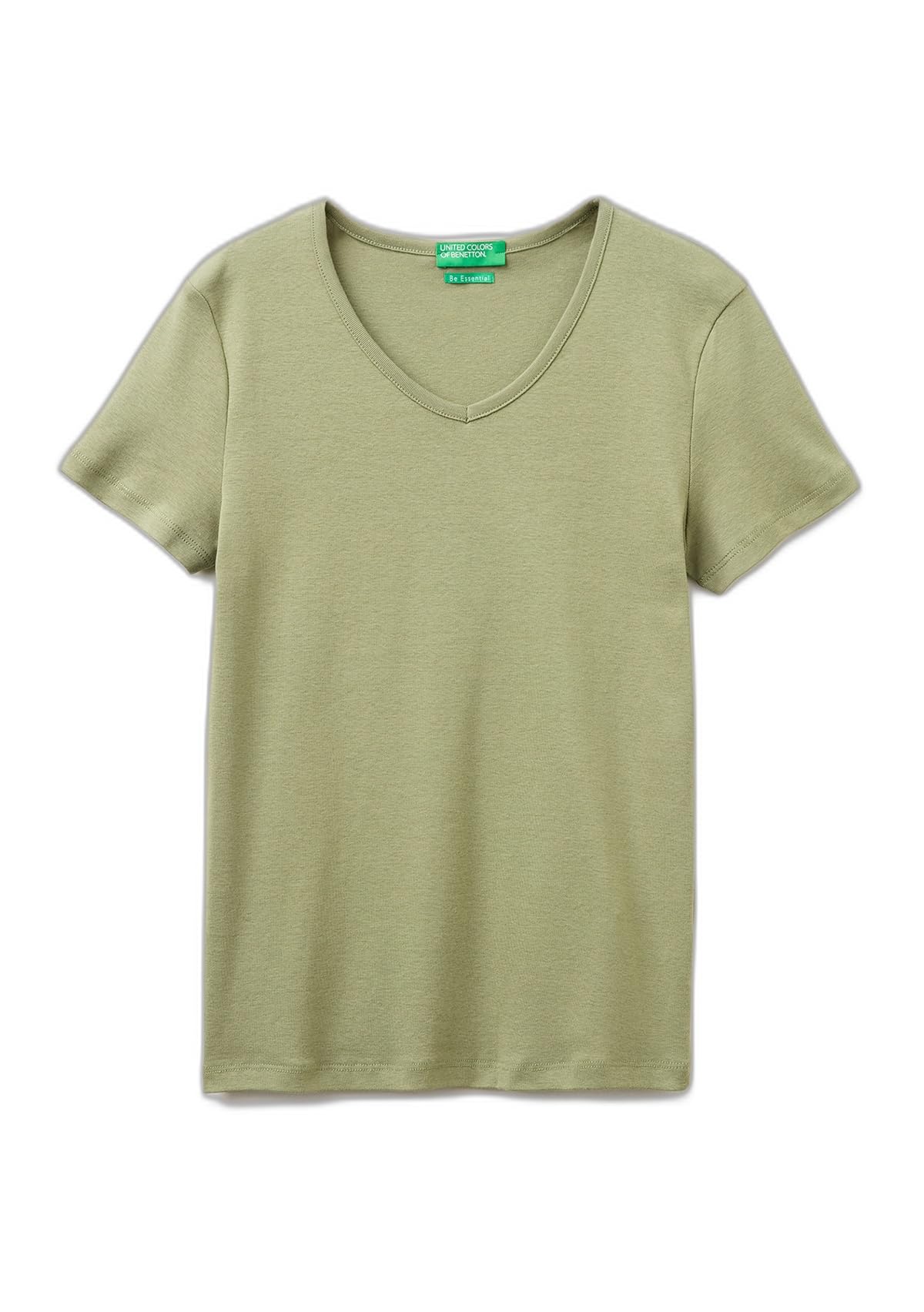 Benetton 3ga8d4029 T-shirt donna marrone XXS scollo V