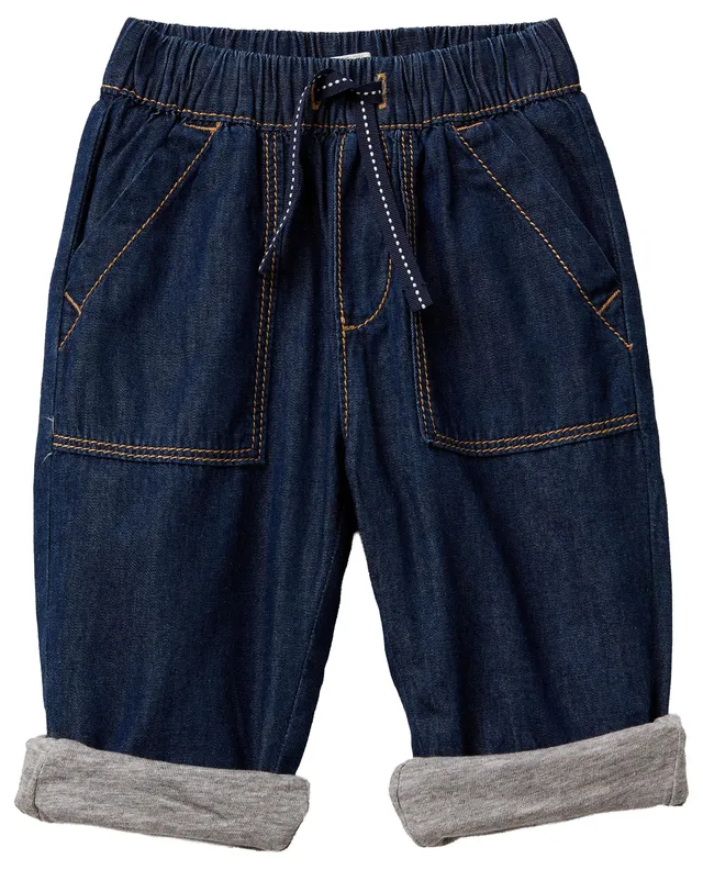 Benetton Pantalone Chambray Jersey Melange Bimbo Coulisse