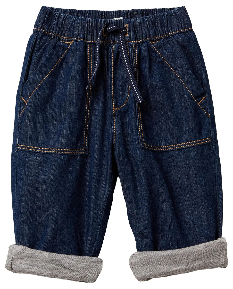 Benetton Pantalone Chambray Jersey Melange Bimbo Coulisse