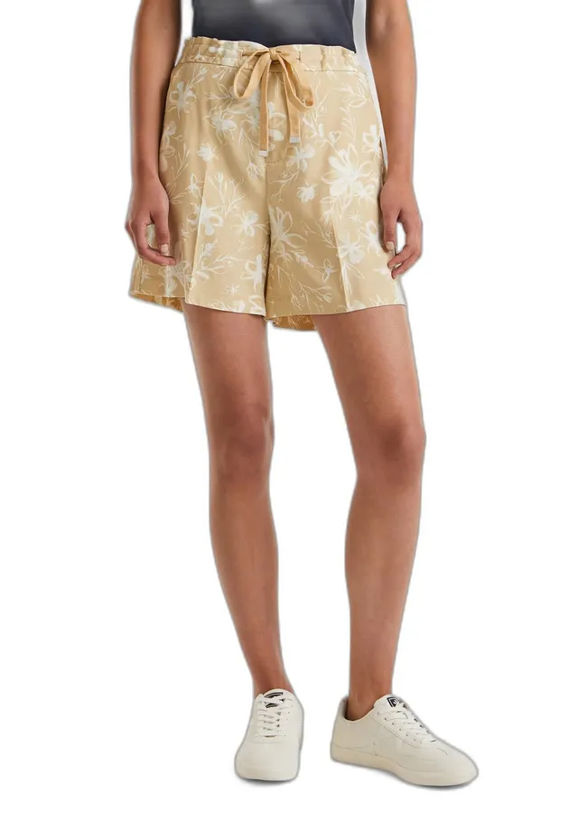 Benetton Pantaloncini Donna allover beige XXS