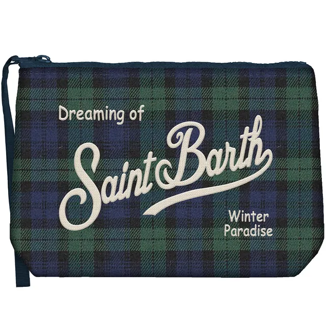 MC2 Saint Barth Aline Wool pochette tartan lana verde