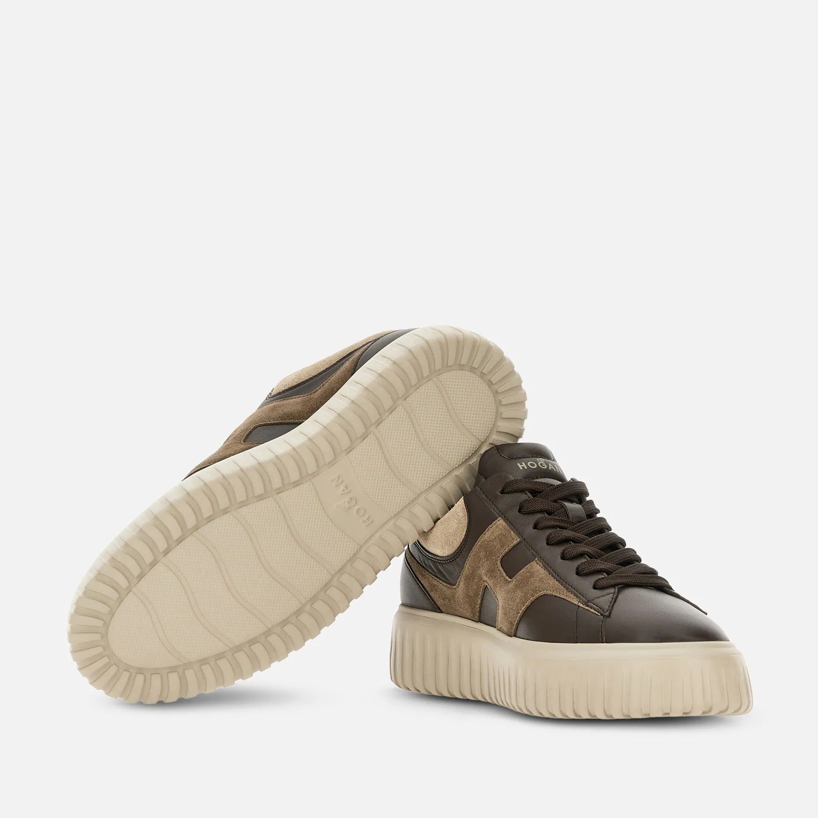 Hogan H-Stripes HXM6450FE91N1 sneaker uomo marrone nappa