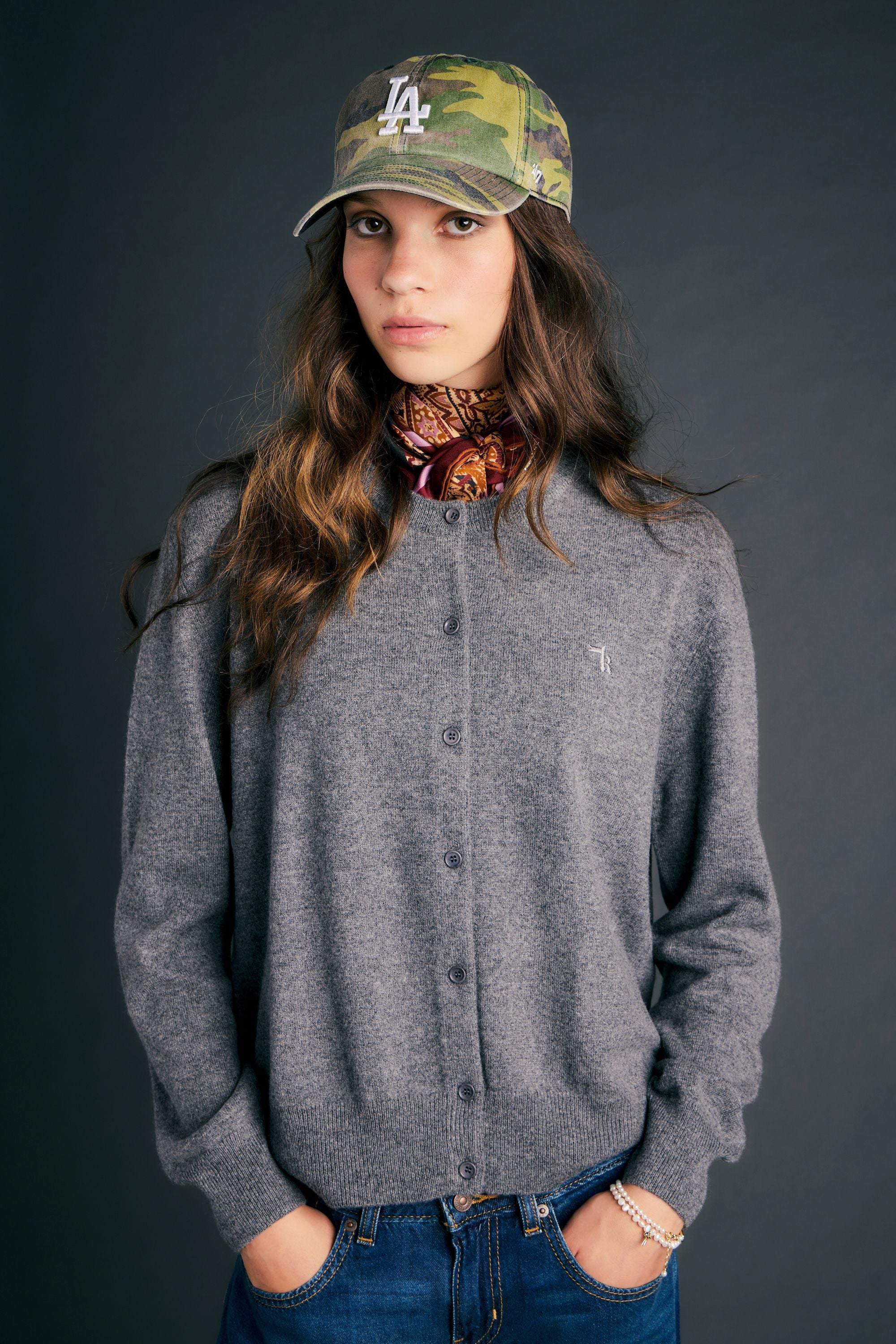 Karen Walker Posy Cashmere Cardigan cashmere grigio marle