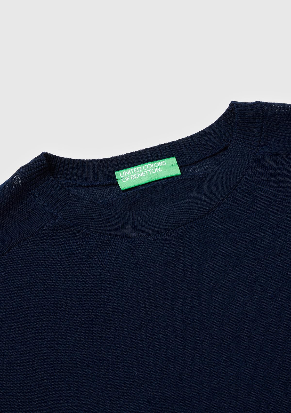 Benetton 11ahd10e6 Maglione Merino Blu M Donna