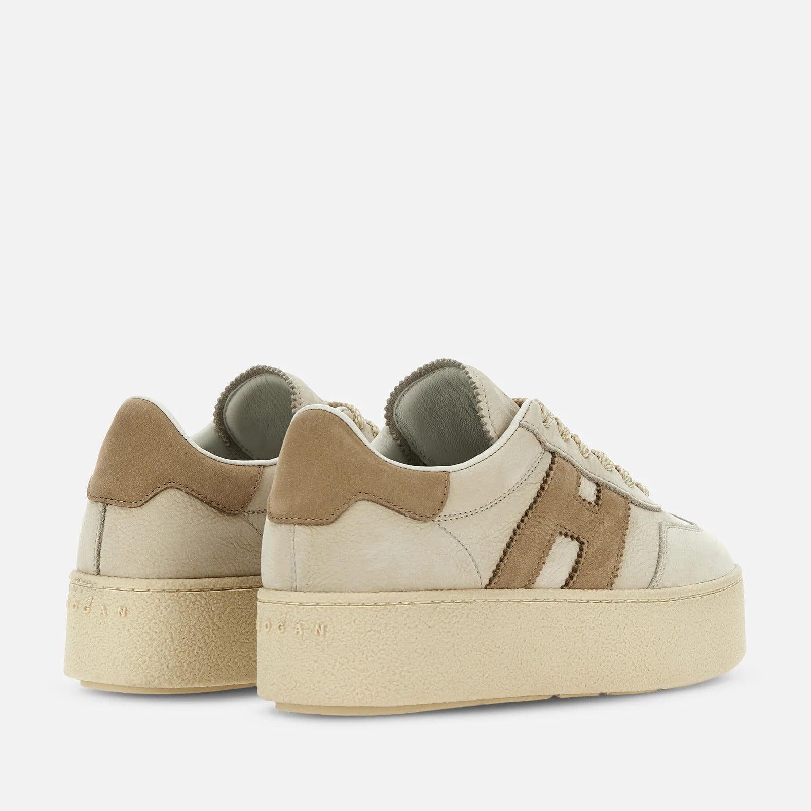 Hogan Cool H698 sneaker donna beige nabuk platform