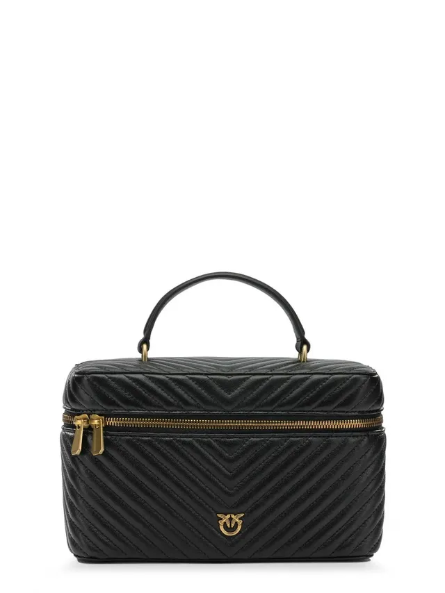 Pinko 106348 A0GK Beauty Case Nero Antique Gold Nappa