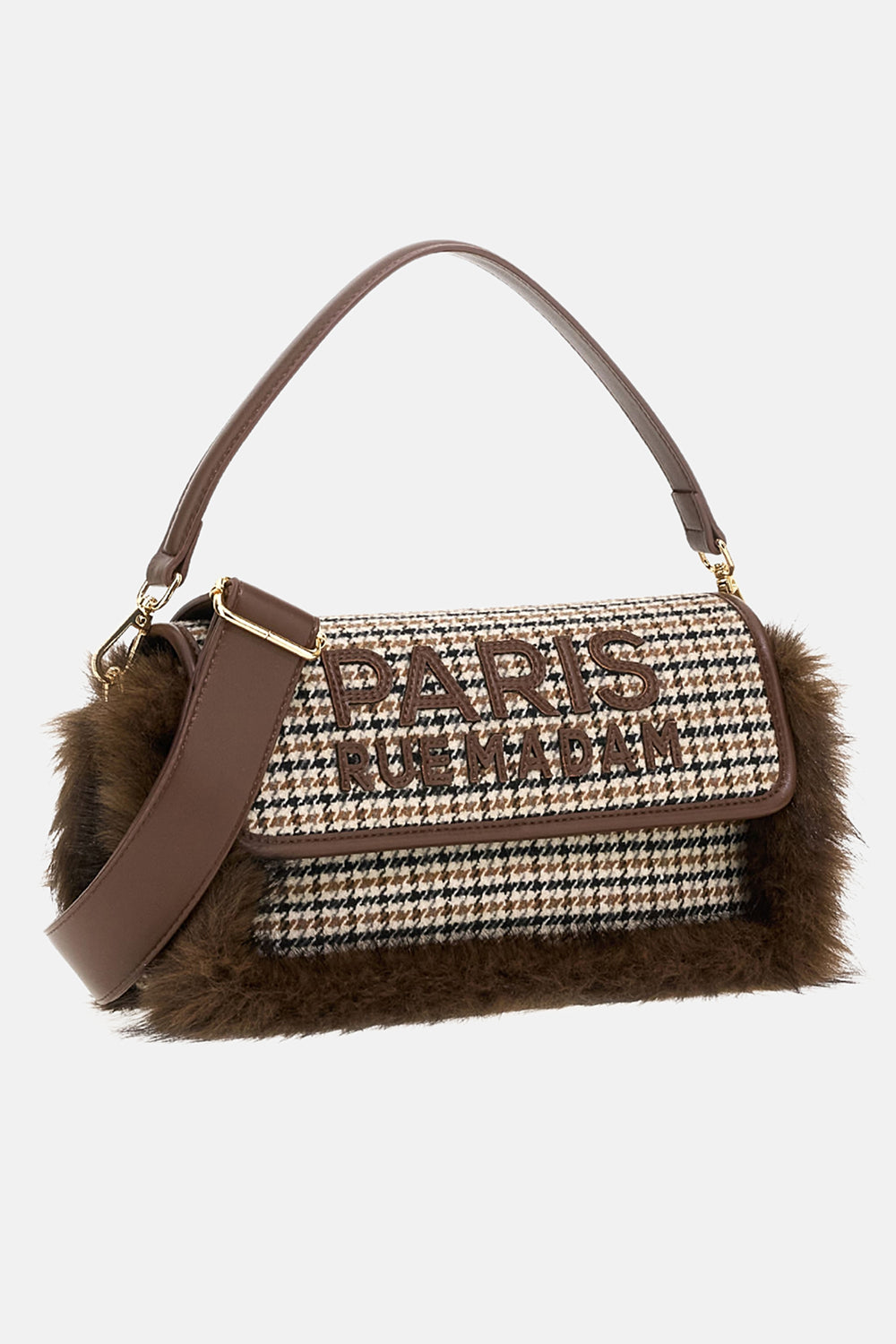 Rue Madam Megeve 1628 borsa pied de poule spalla