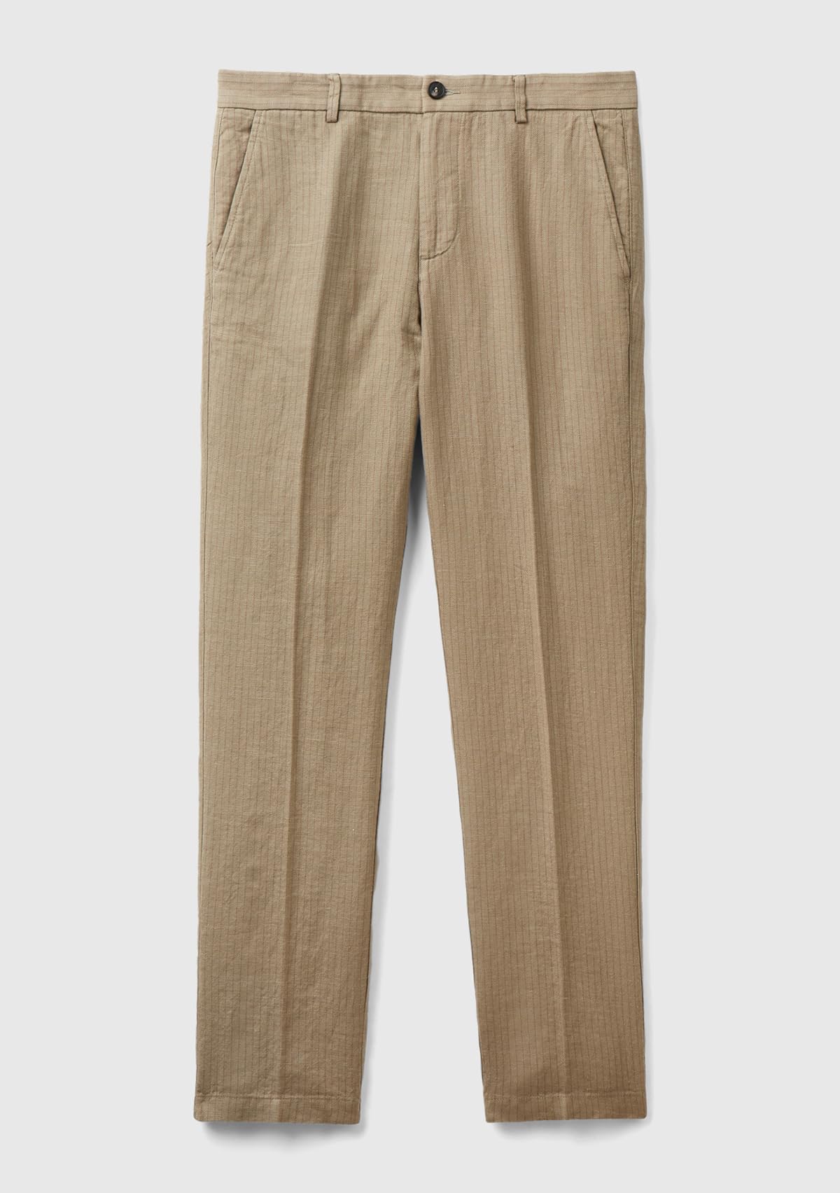 Benetton 4utauf03x Chino Uomo Verde Oliva Misto Lino