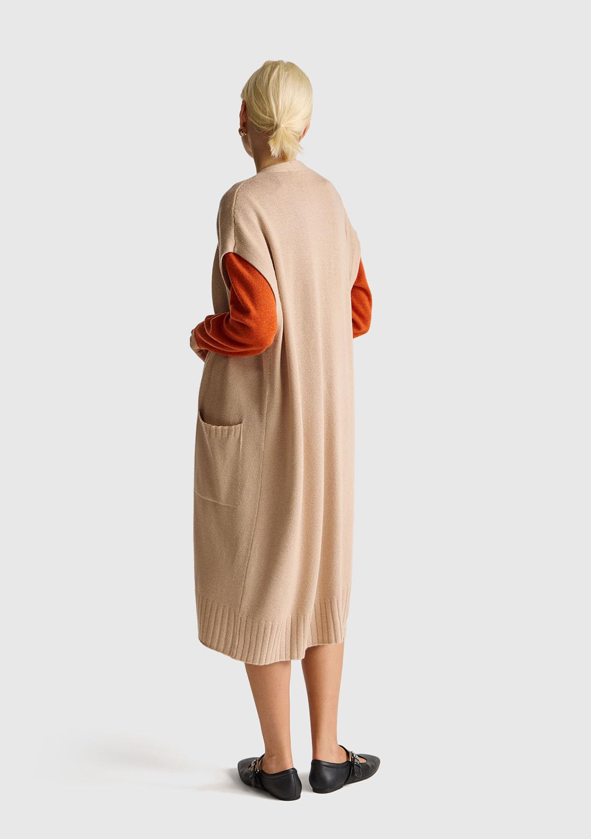 Benetton Maglieria Cardigan Gilet Lungo Senza Bottoni