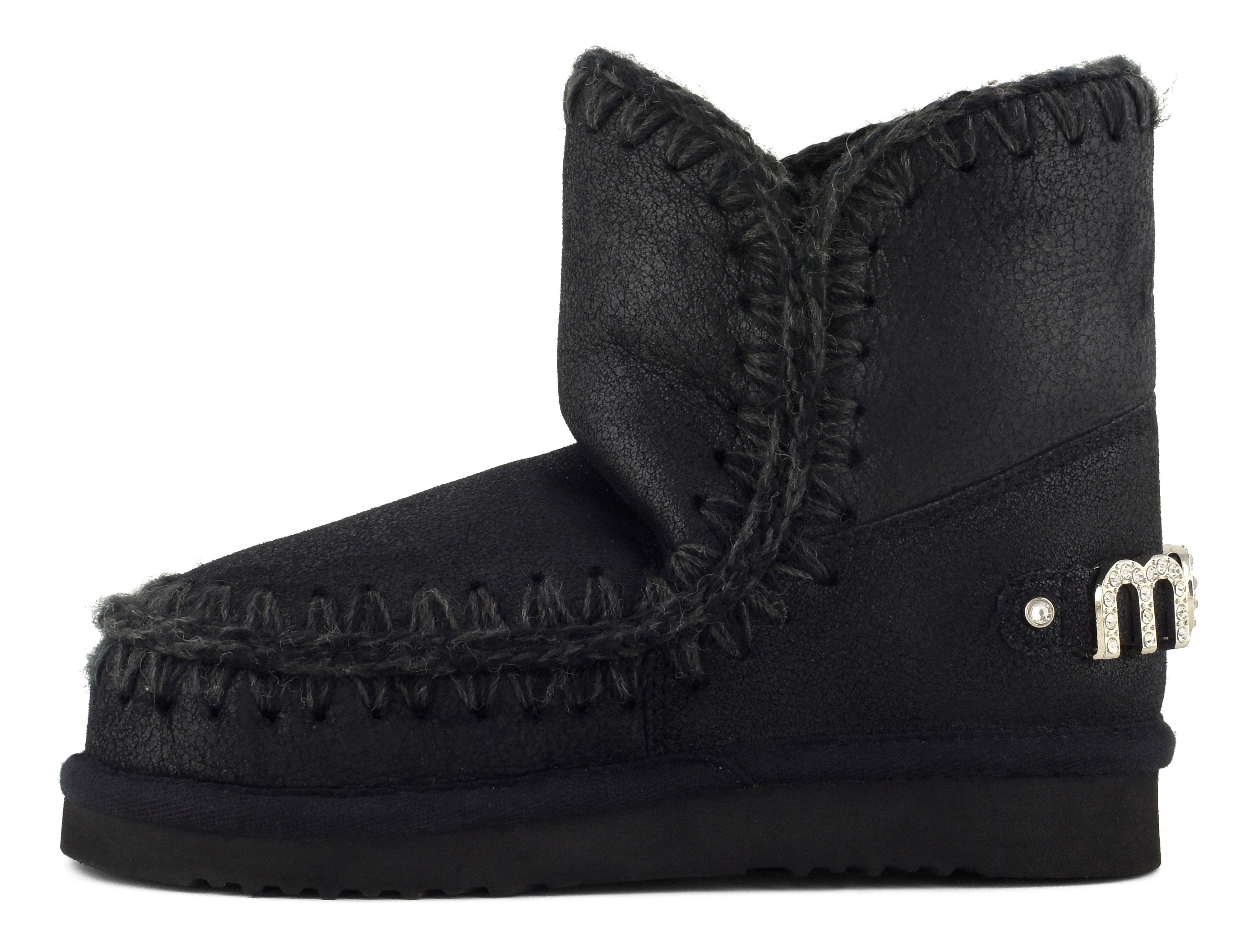 Mou Eskimo 18 FW101036B stivaletti donna Cracked Black strass