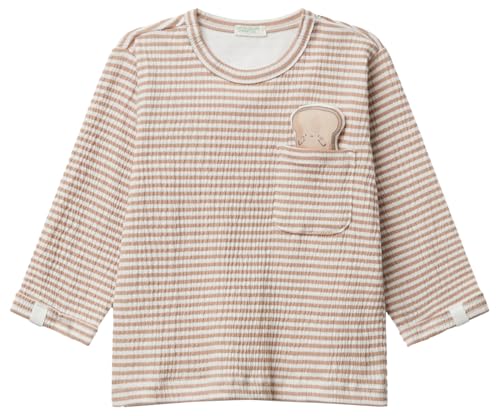 Benetton T-Shirt Bimbo Manica Lunga Jersey Taschino Blu