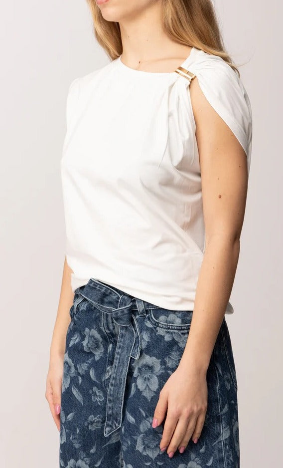 Pinko Melody 106478 A35D top bianco cotone