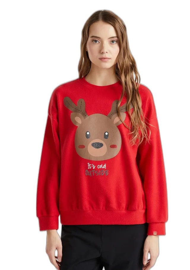 Benetton Intimo e Pigiami Maglia Pigiama Donna L Pile Stampata
