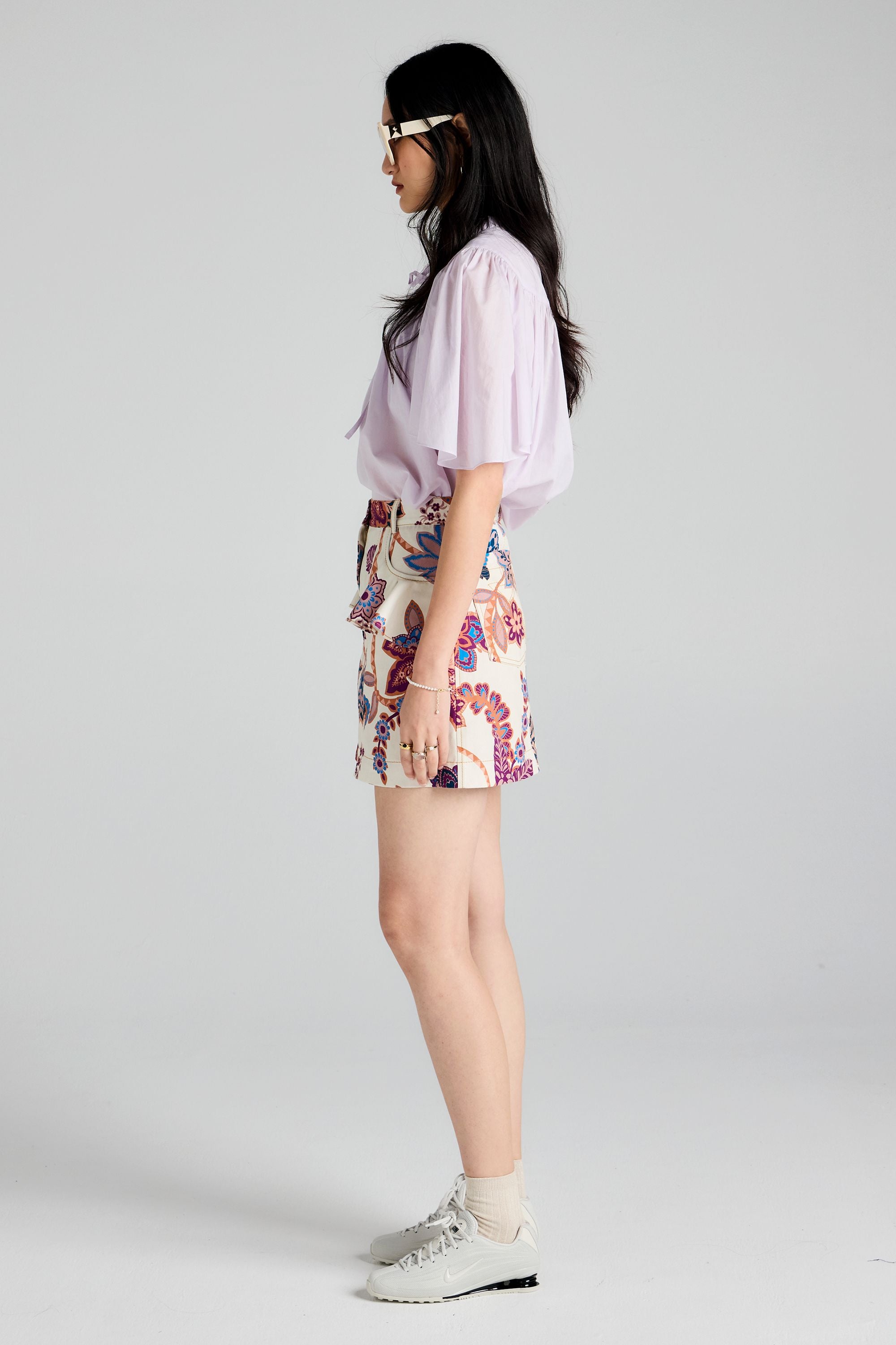 Karen Walker Skirts Alegra gonna cream multi cotone fiori