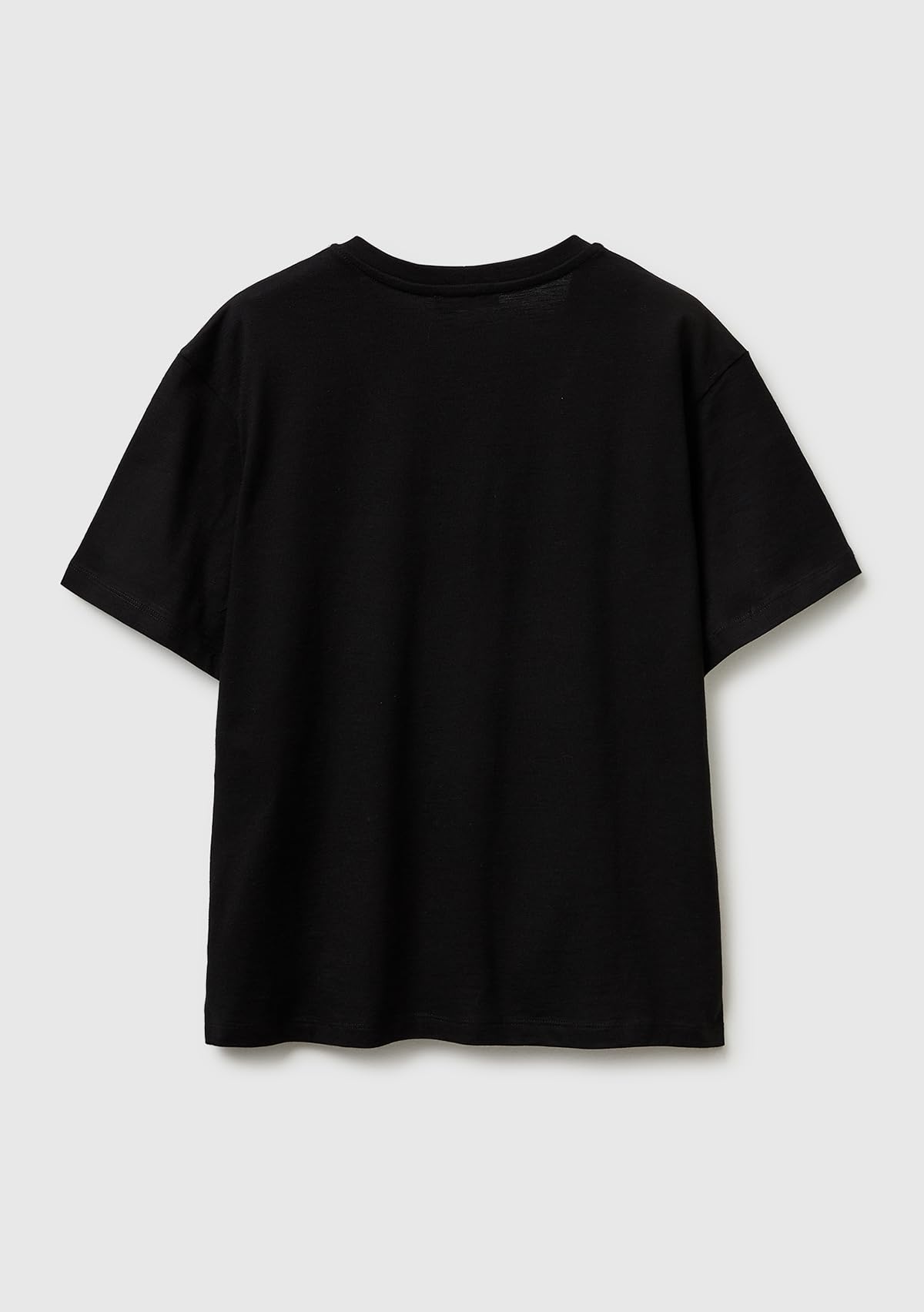 Benetton T-Shirt Donna Nero Jersey Fiammato Scollo a V
