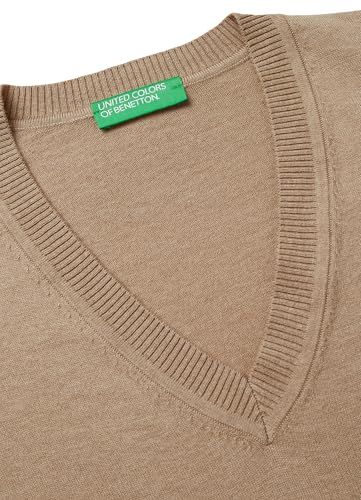 Benetton Maglieria 1y6sd403o maglione scollo a V beige boxy