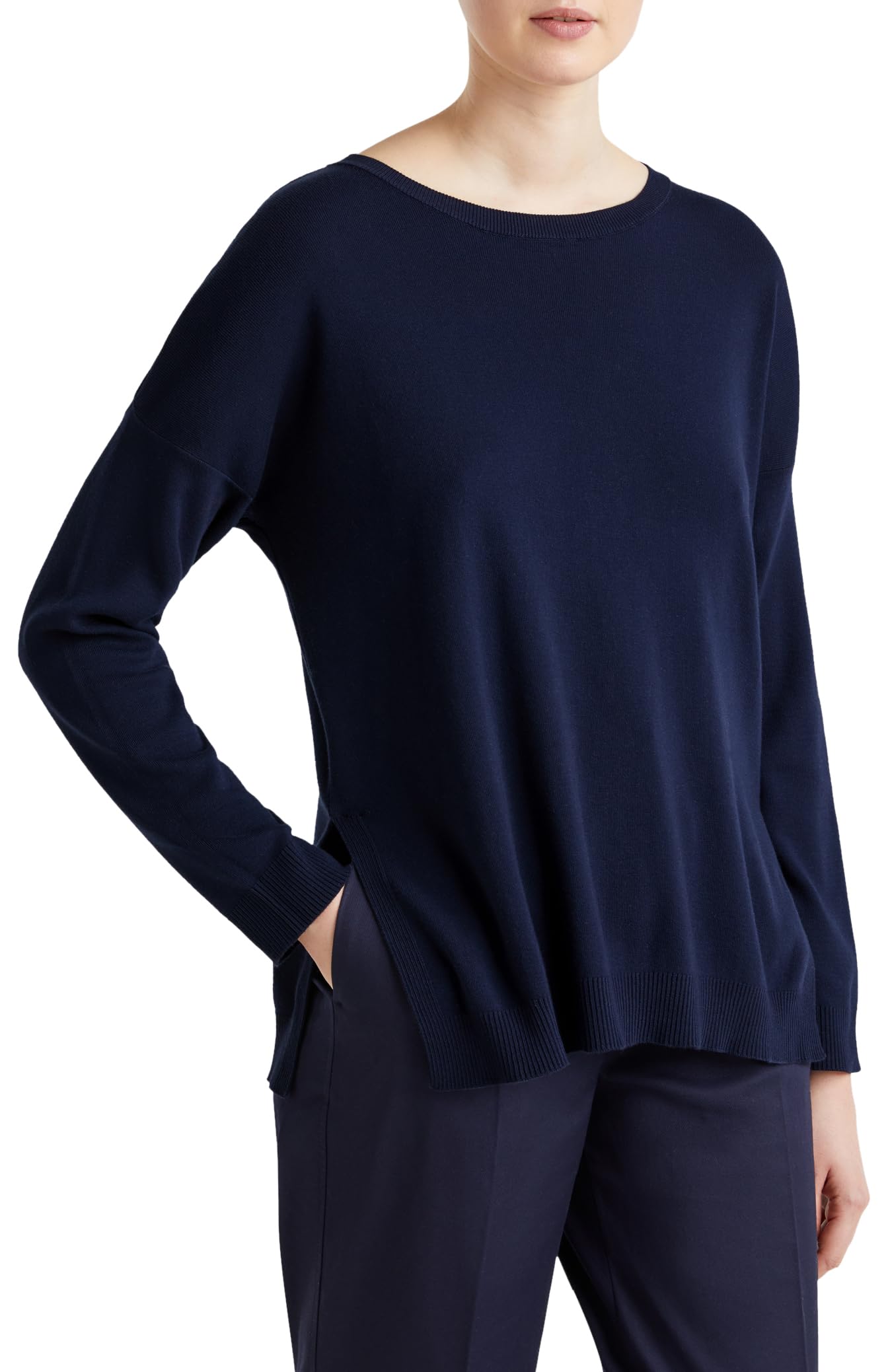 Benetton 1091D10D7 maglione donna scollo barca over arancione