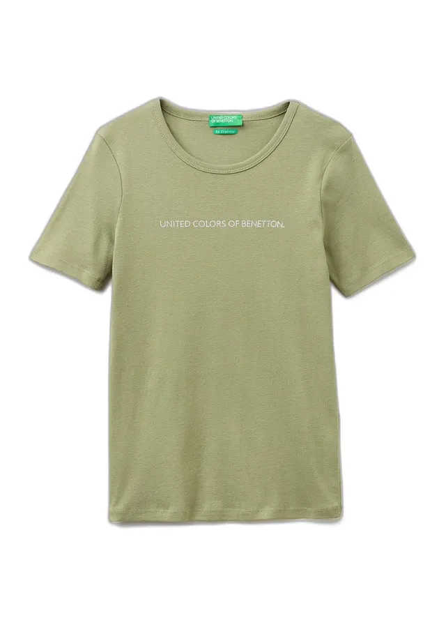Benetton 3GA8E16A2 T-Shirt Donna Verde Glitter