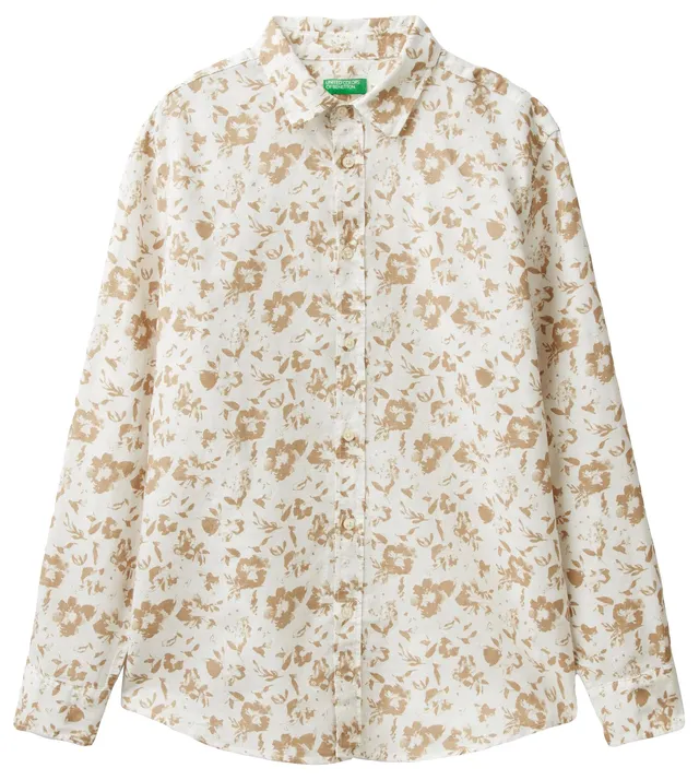Benetton Camicia Uomo 5hpwuq03g lino floreale XS