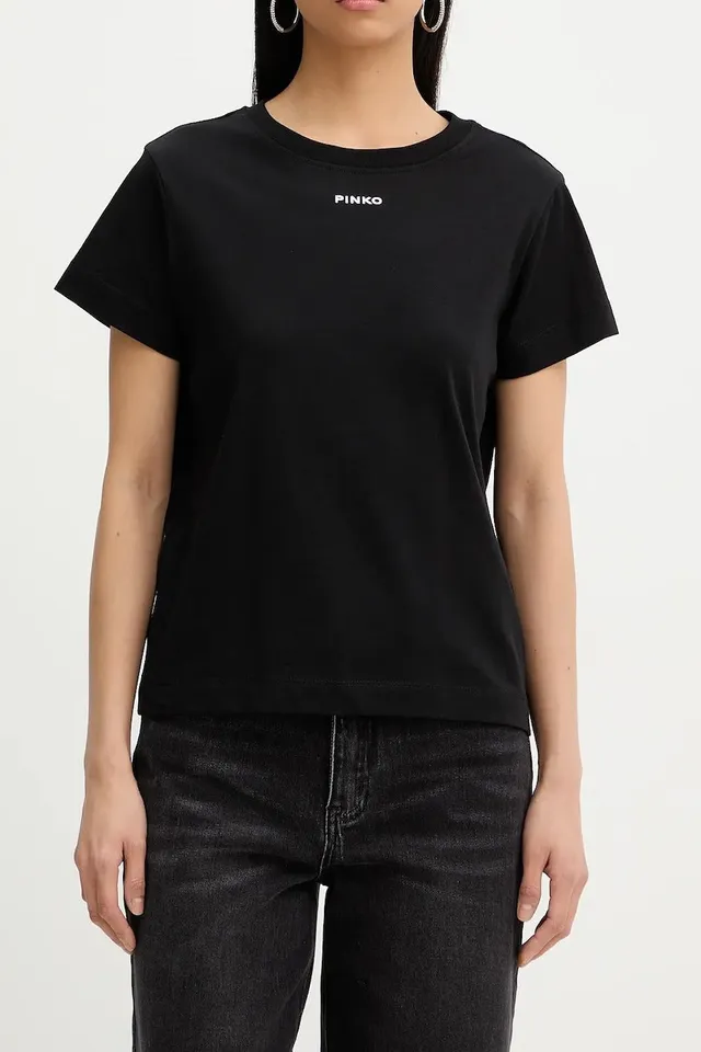 Pinko 100373 A34F T-Shirt Cotone Nero Donna Regular