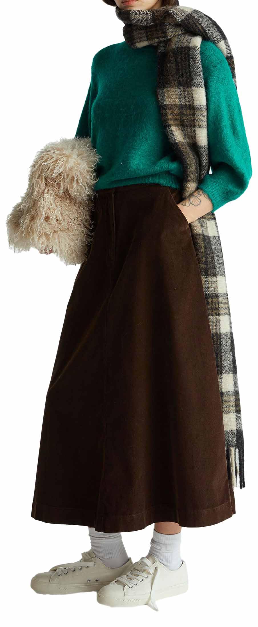 Benetton Gonne Gonna Midi Velluto Mille Righe