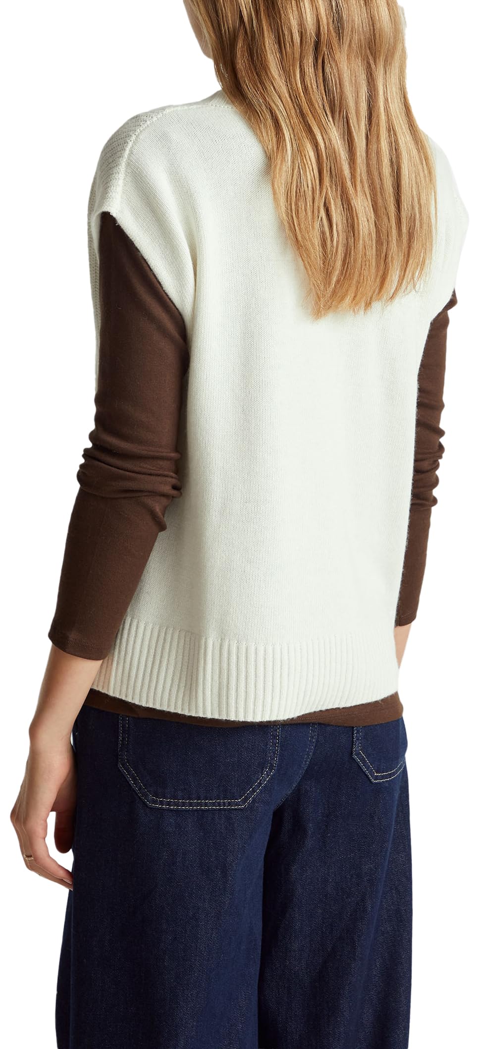 Benetton 126wd4033 gilet scollo V morbido beige