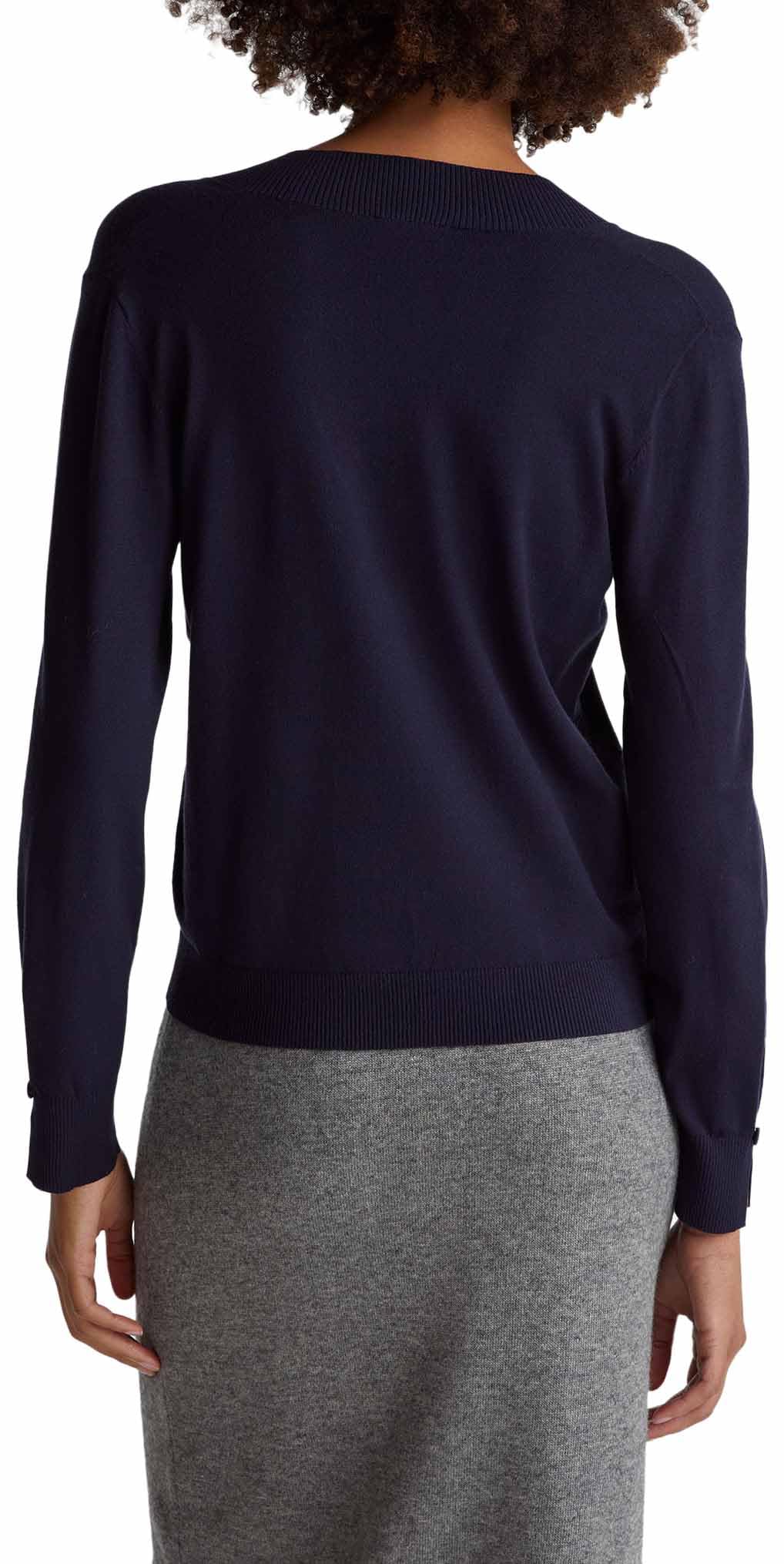 Benetton Maglieria Maglia Scollo V S Blu in Viscosa