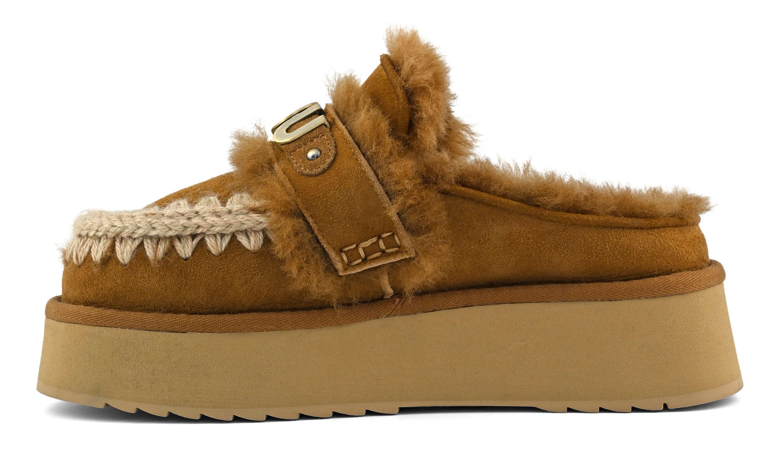 Mou Platform Clog FW681006A ciabatta cognac montone