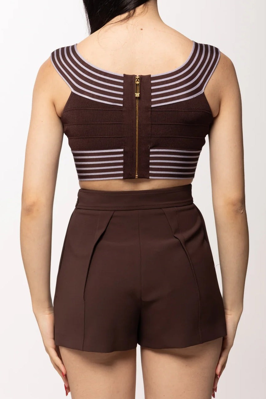 Elisabetta Franchi TK44S61E2 top donna cacao lilla righe