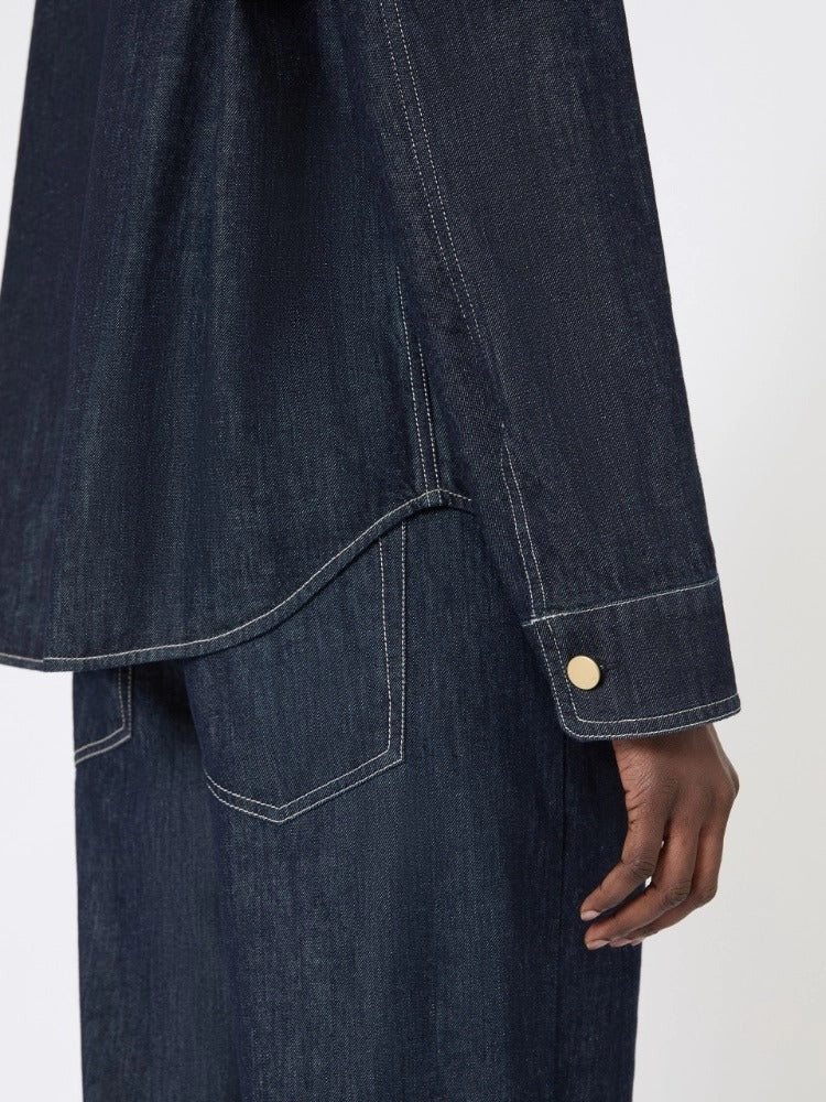 Max Mara SMMENFASI001 Camicia Denim Blu Marino Cotone