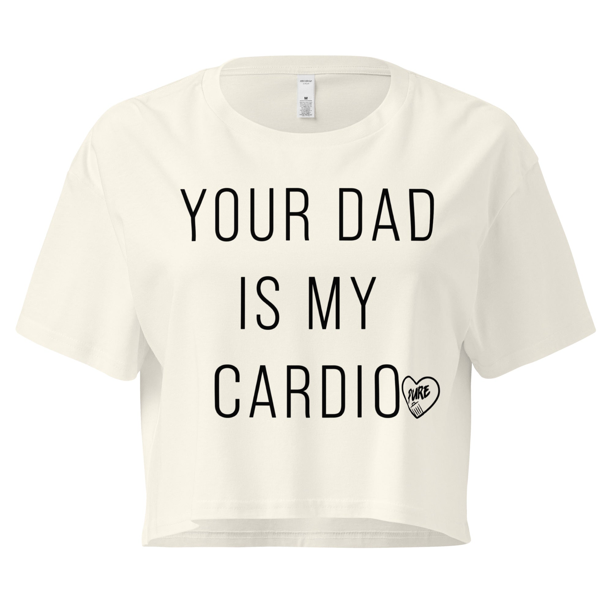 Pure Trash Your Dad is My Cardio top crop nero cotone