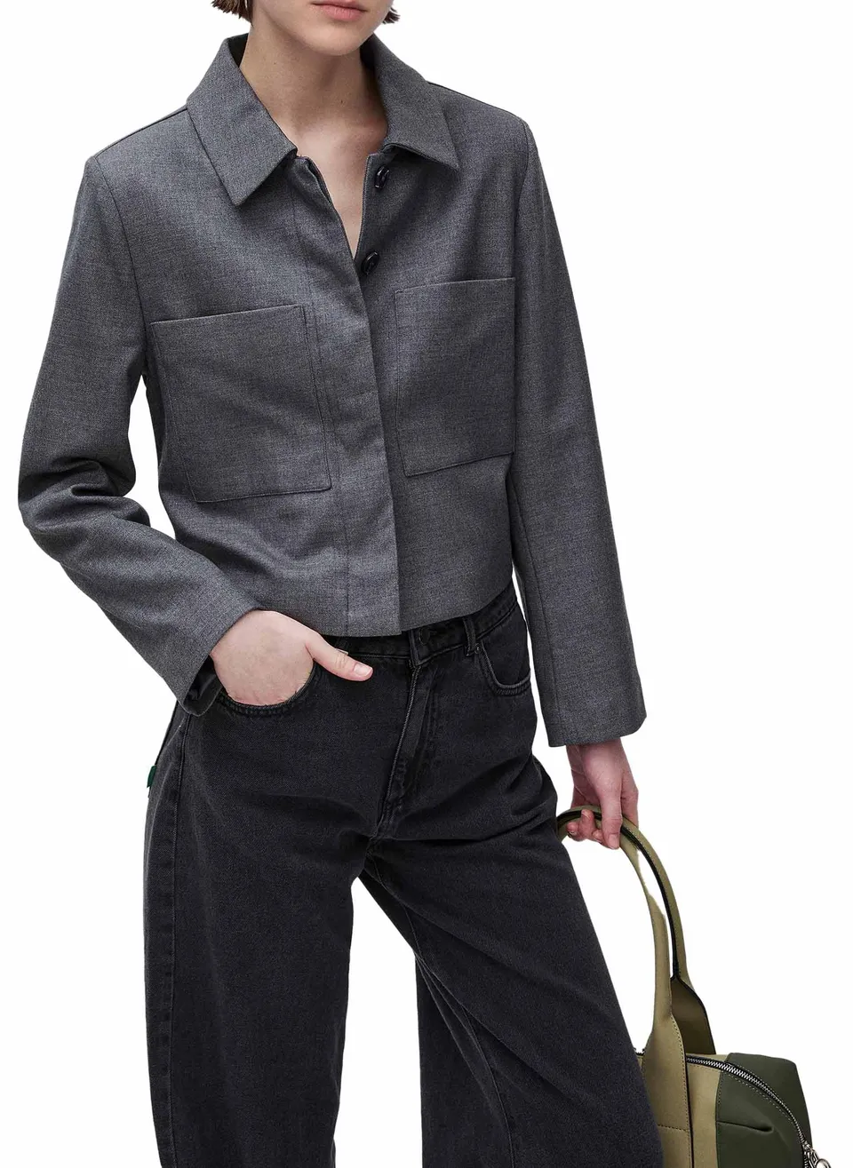 Benetton Giubbino 24t0dn09p Giacca Donna 38 Grigio