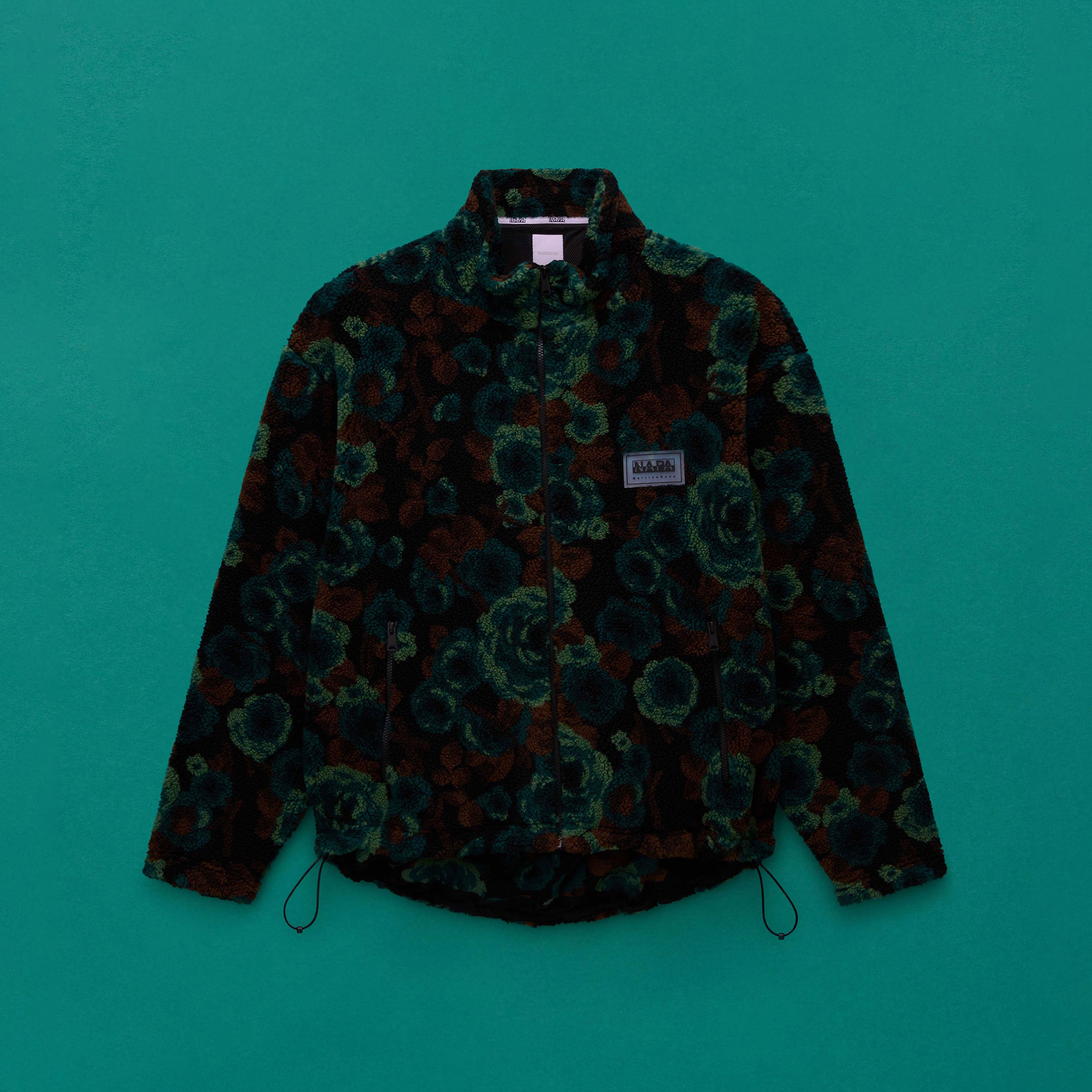 Martine Rose Emin Felpa pile verde Teal Floral con zip