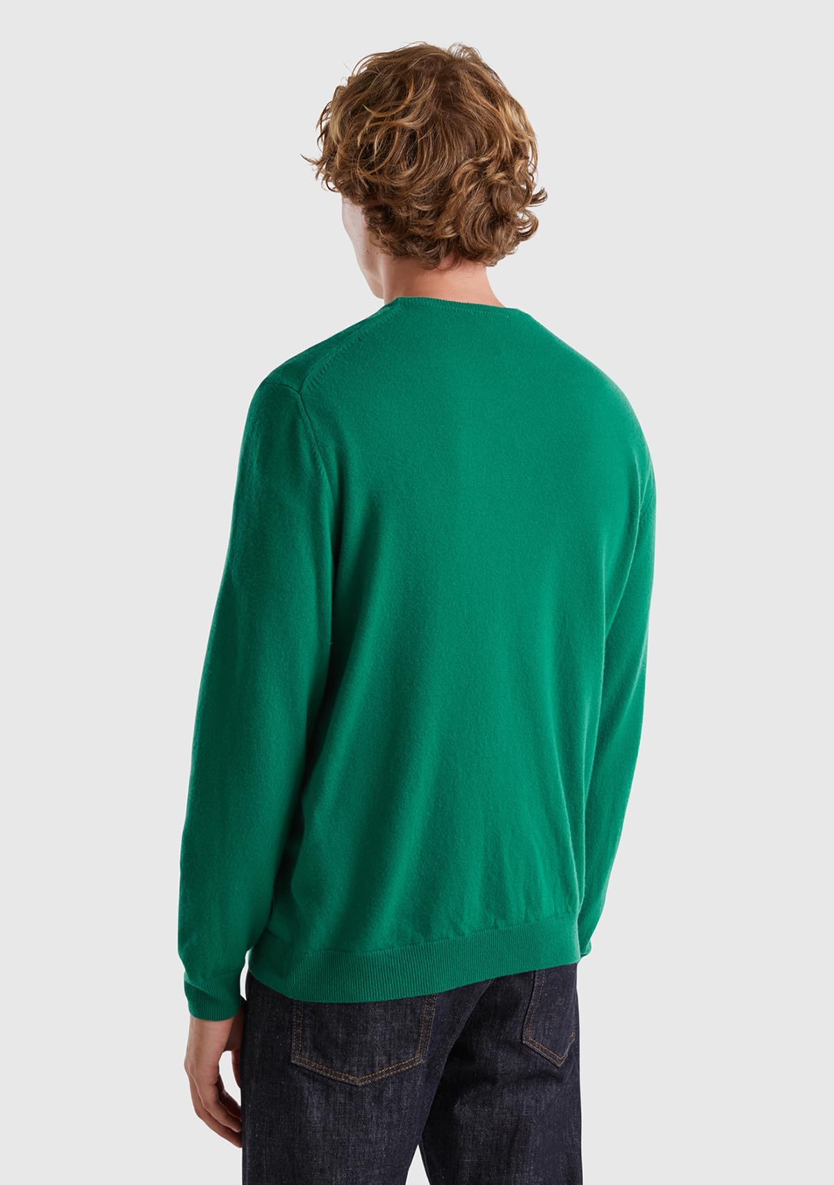 Benetton Maglieria 1002u1g34 maglia uomo verde lana merino S