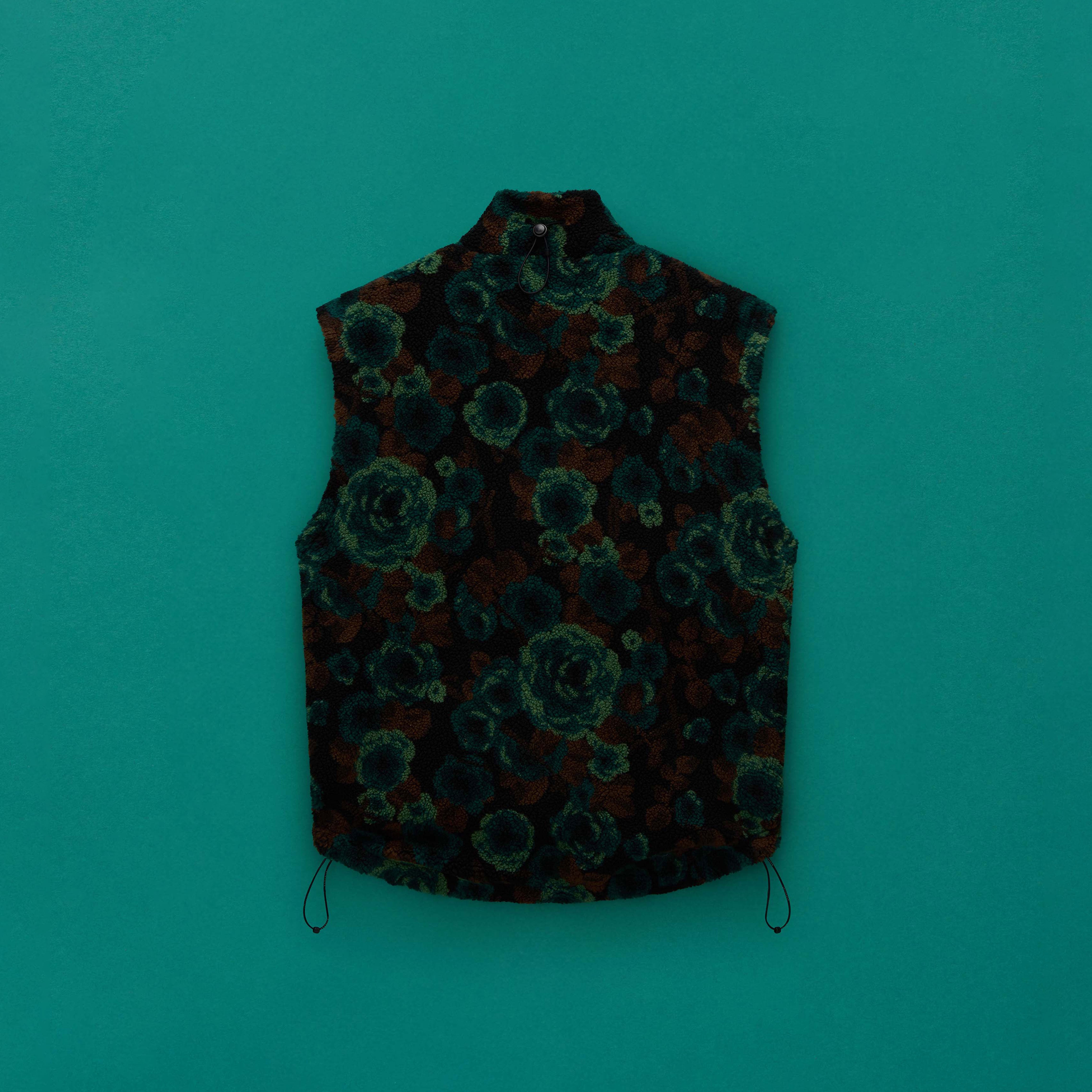 Martine Rose Emin Jacquard Fleece Vest gilet Teal Floral pile