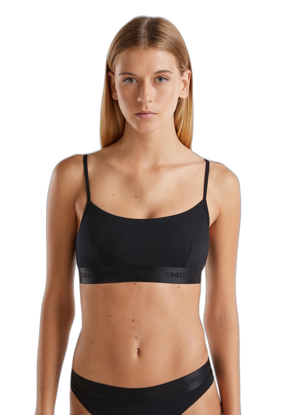 Benetton Brassiere Soft Reggiseno Cotone Nero Taglia L
