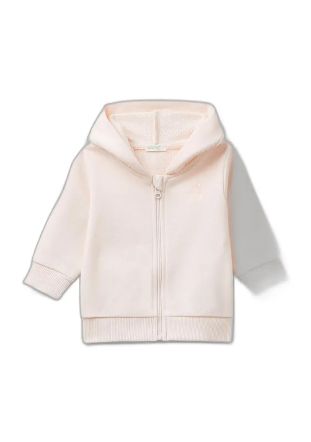 Benetton Felpe 3j70a5017 Cardigan Zip Cappuccio Rosa