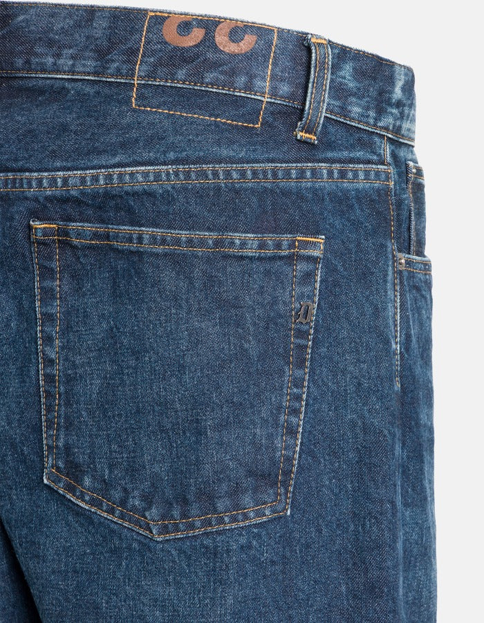 Dondup Yui UP724 Tapered Jeans Uomo Blu Denim Cotone