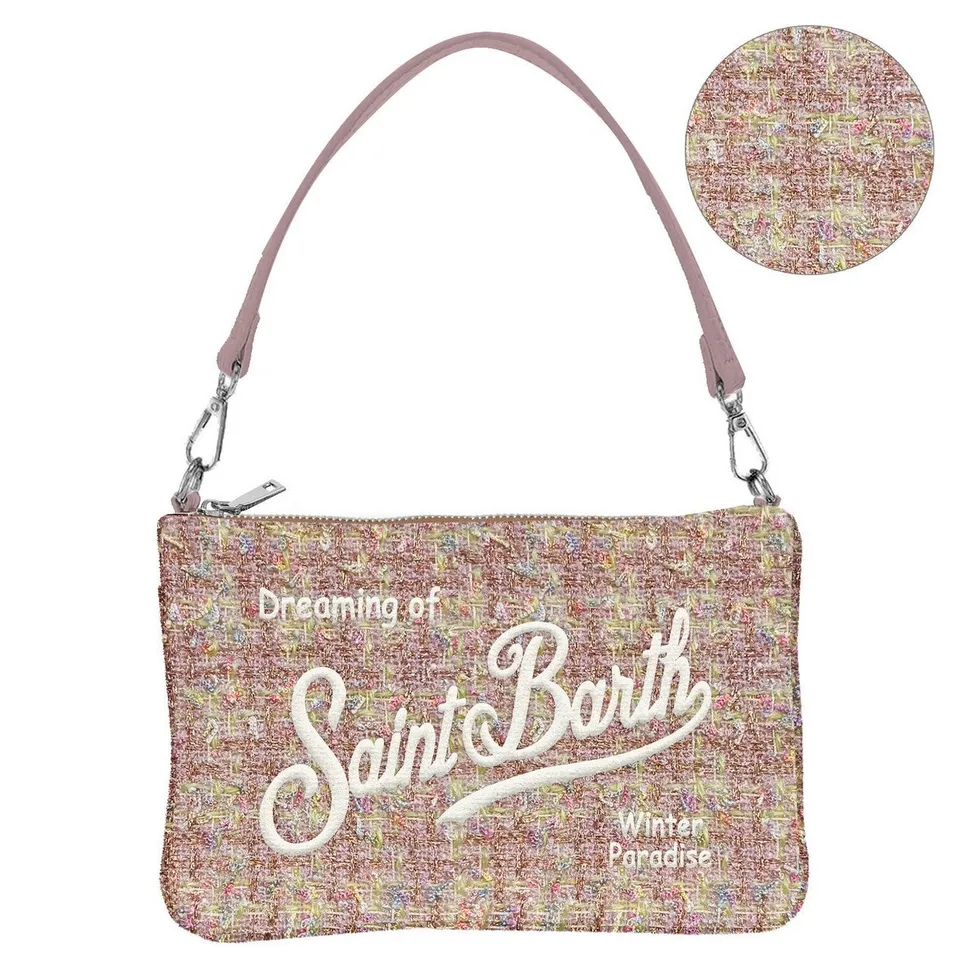 MC2 Saint Barth Parisienne Mini Tweed Pochette rosa lurex