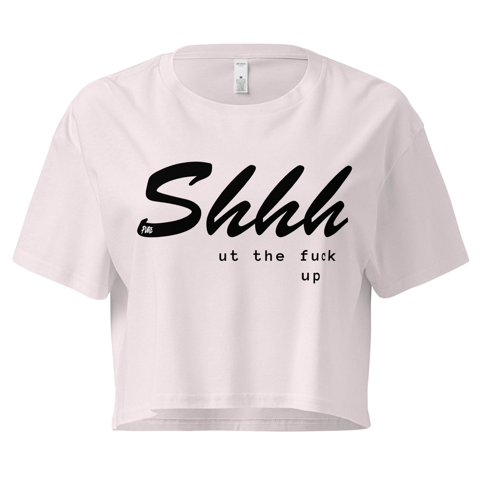 Pure Trash Womens T-Shirts Shhhut crop top donna cotone nero