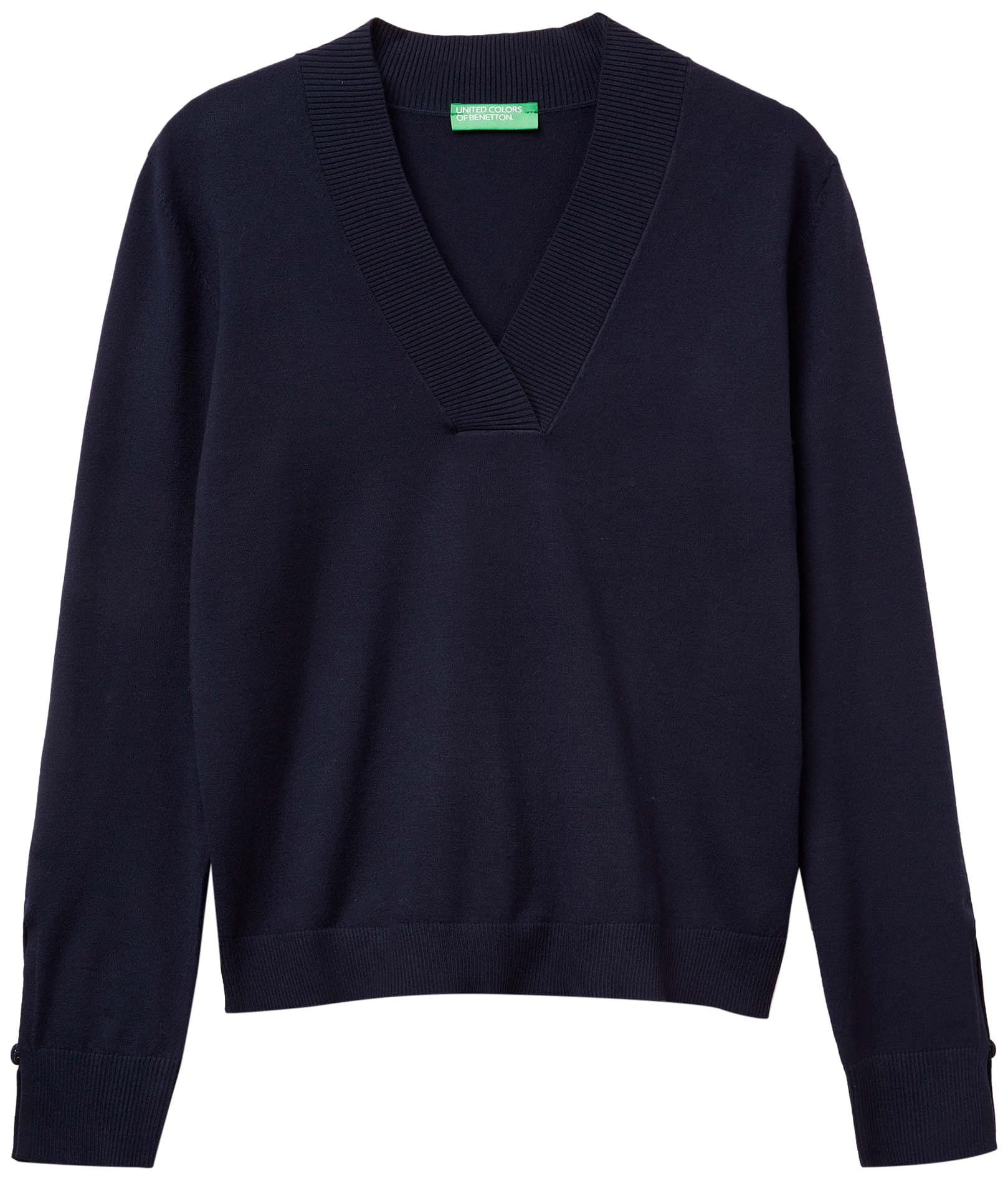 Benetton Maglieria Maglia Scollo V S Blu in Viscosa