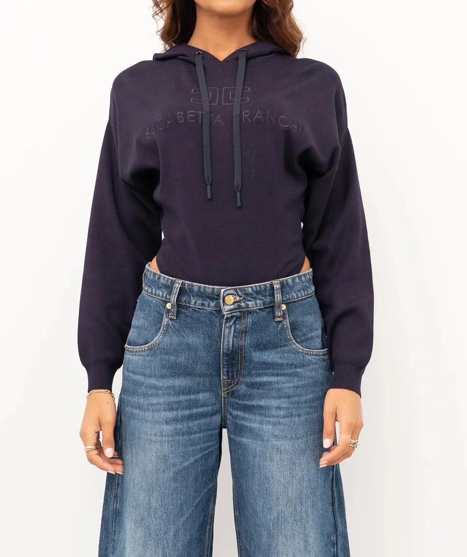 Elisabetta Franchi BK87S66E2 body blu notte cappuccio