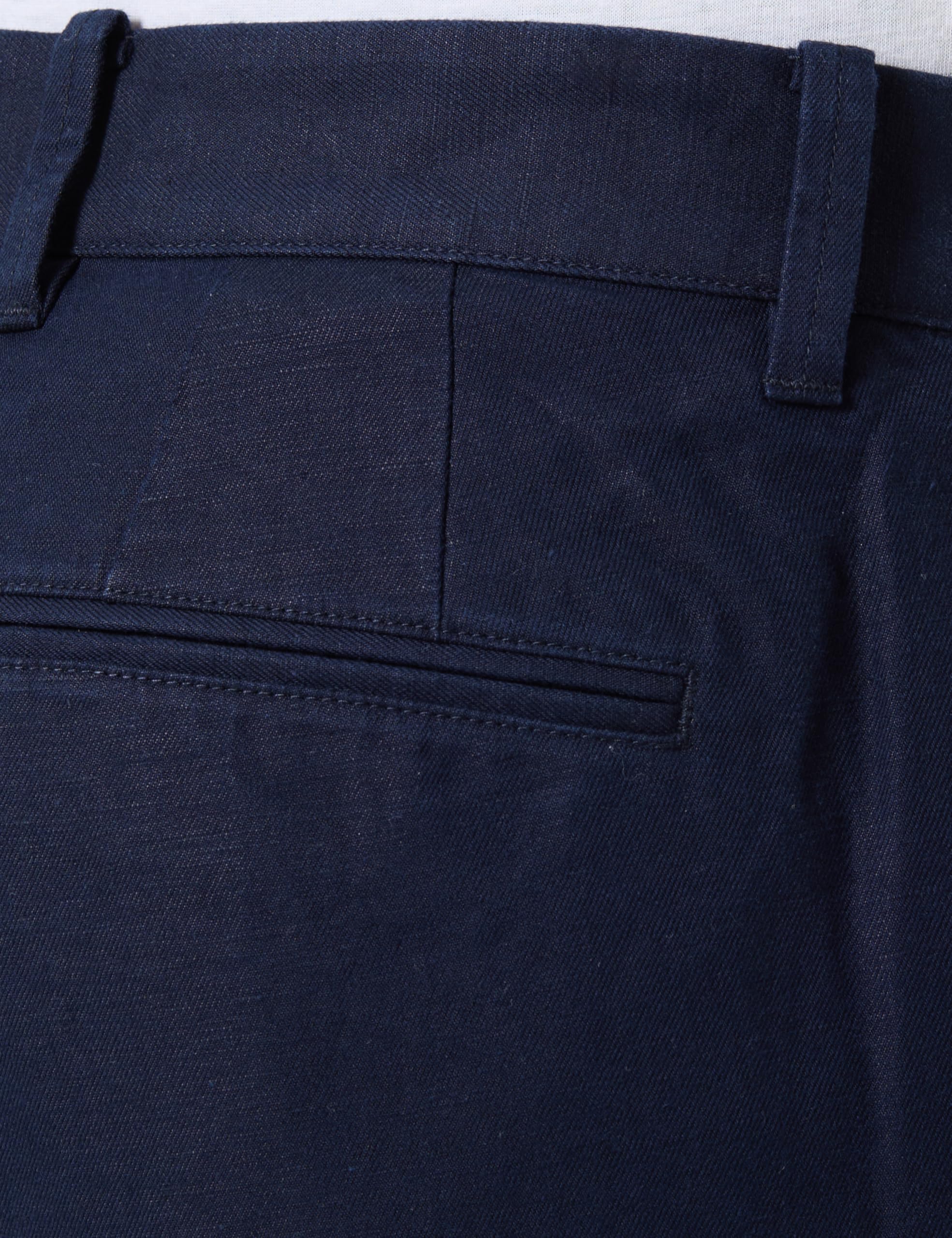 Benetton Pantaloni Uomo Blu Notte Lino Cropped