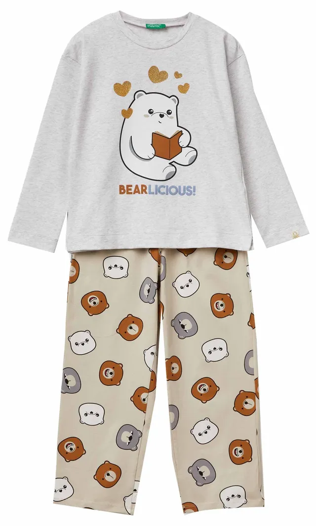 Benetton 3dke0p09p pigiama bambina cotone caldo
