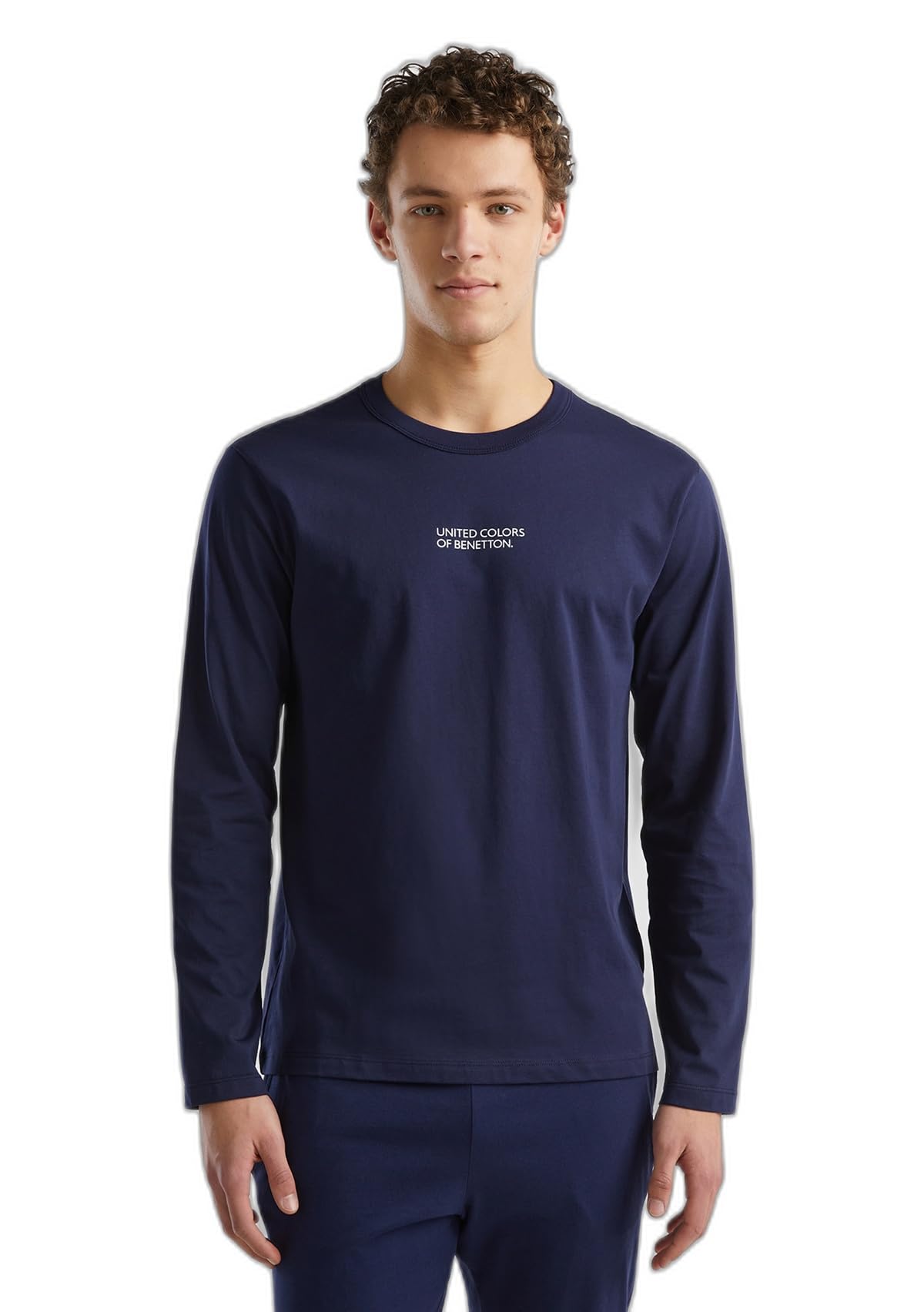Benetton Top Pigiama Uomo Maglietta Grigio Jersey Stampa